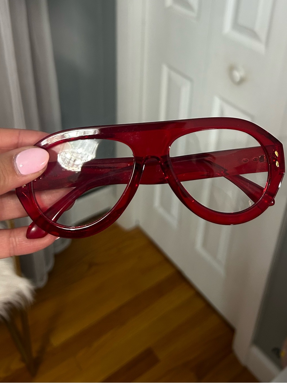 Red Transparent Shield Sunglasses - Women